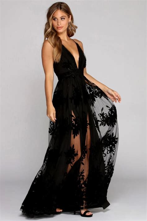 Morgan Formal Flocked Velvet Dress | Dresses, Black dress formal ...