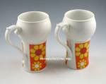 PAIR OF FLOWER POWER Tall Coffee Mugs - MUST SEE (1960s Memorabilia) at Steve's Collectibles