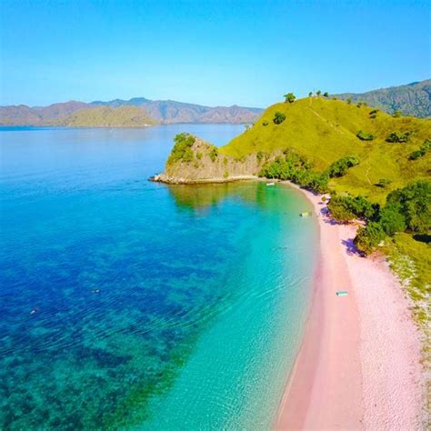 Aerial view of beautiful pink beach at Flores Island Custom Mural ...