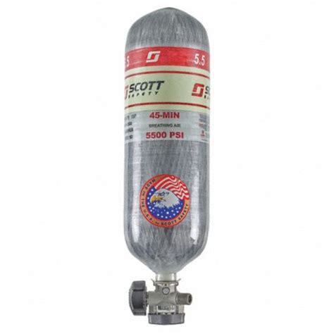 3M SCOTT SCBA Cylinder, 5500 psi, 45 min., Filled - 55HX58|200969-01 - Grainger