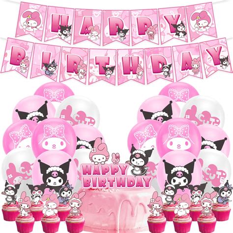 Buy Hilloly 32Pcs kuromi Party Decorations, My Melody Birthday Party ...