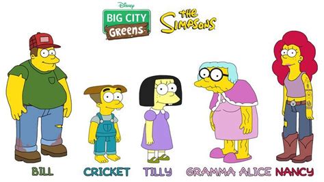 The Greens from Big City Greens in The Simpsons style