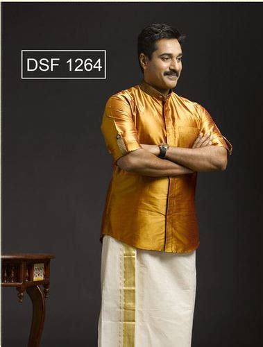 Golden Color Mandarin Collar Silk Shirt at Best Price in Kannur | G ...