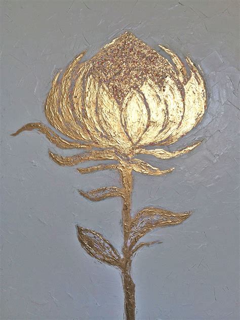 “Golden Blossom” Oil and Gold Leafing by ZsaZsa Bellagio | Gold leaf ...