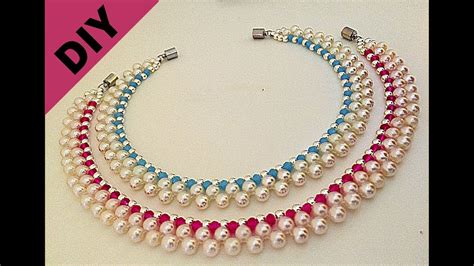 10 mins Diy Necklace. Beaded necklace tutorial. - YouTube