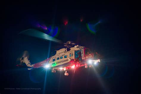 Helicopter rescue drill HM Coastguard at night - PCPictures