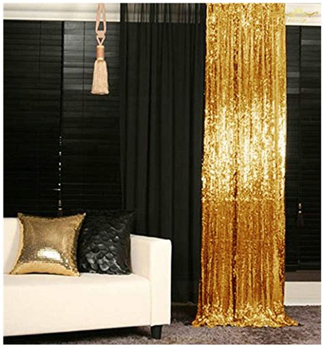 Buy Sequin Curtains 2 Panels 2FTx8FT Gold Glitter Backdrop Gold Sequin ...