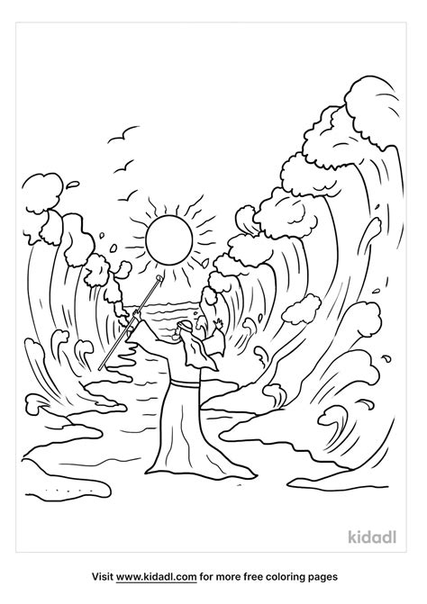 Free Moses Parting The Red Sea Coloring Page Coloring Page Printables ...