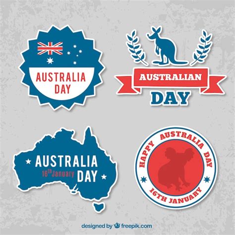 Free Vector | Great set of australia day stickers