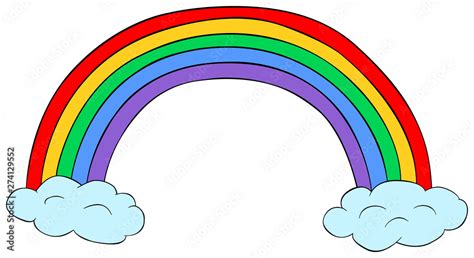 Rainbow with clouds clipart. Vector illustration. Stock Vector | Adobe ...