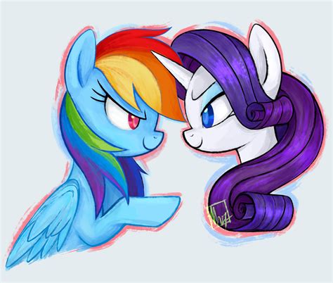 rainbow dash and rarity drawn by mn27 - Bronibooru