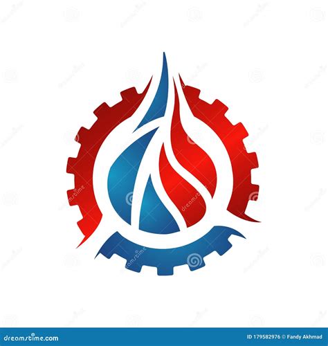 Modern Styled Gear and Oil Gas Logo Design Vector Illustrations Stock ...