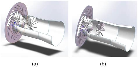 Model of the centrifugal compressor with two different guide vanes set... | Download Scientific ...