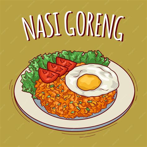 Premium Vector | Nasi Goreng illustration Indonesian food with cartoon style