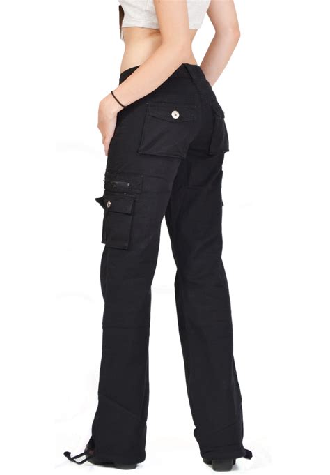 New Ladies Womens Black Wide Loose Combat Trousers Cargo Jeans Boyfriend Pants | eBay