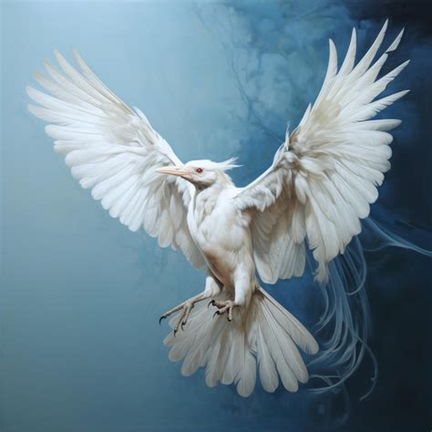 Premium AI Image | The Enigmatic Caladrius A Hyperrealistic Mythological White Bird in a Blue ...