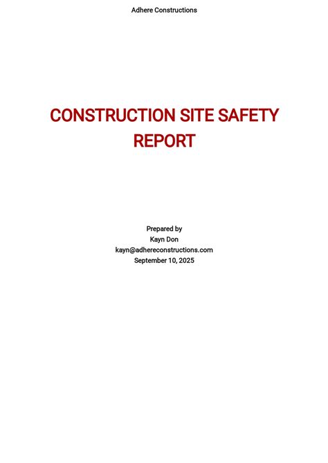 Construction Safety Report Template [Free PDF] - Google Docs, Word ...