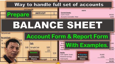 Prepare The Balance Sheet In Account Form And Report Form With Examples ...