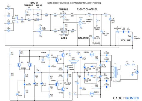 DIY 30 Watt Stereo Amplifier Circuit - Gadgetronicx