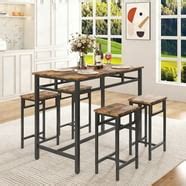 uhomepro 5 Pieces Dining Table Set, Bar Table and Chairs Set, Counter Height Table with 4 Bar ...