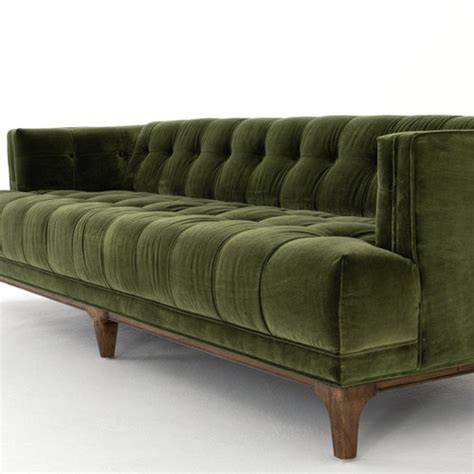 Dylan Mid-Century Modern Olive Green Velvet Tufted Sofa | Zin Home - Fourhands