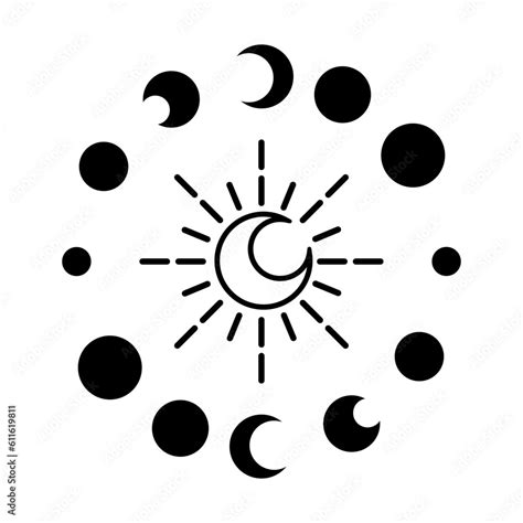 Magic moon and stars icon. Graphic elements for astrology. Boho witch ...