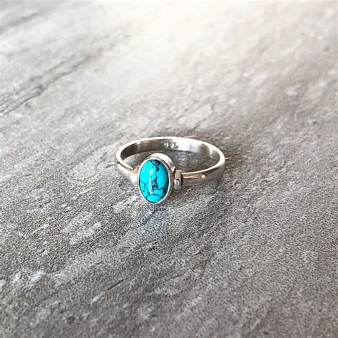 Turquoise gemstone ring Sterling silver Turquoise ring | Etsy