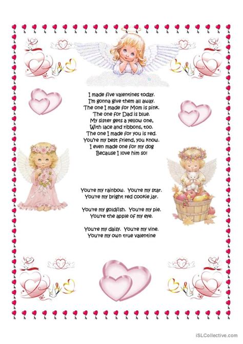 Valentine Poems 4: English ESL worksheets pdf & doc