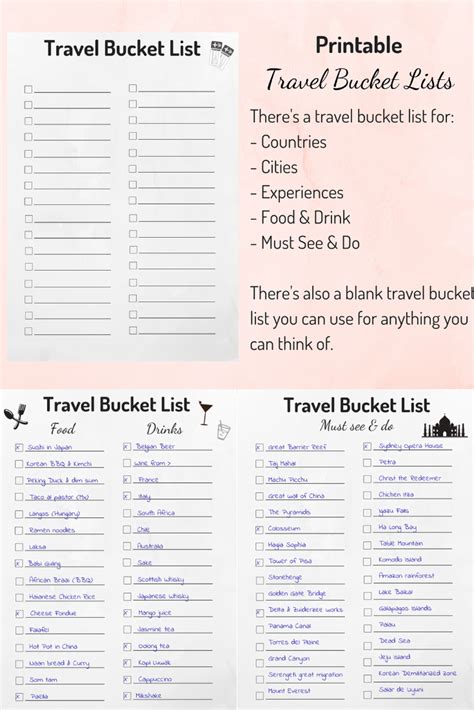 Travel Bucket Lists Printable Travel Planners Travel - Etsy | Travel bucket list, Travel bucket ...