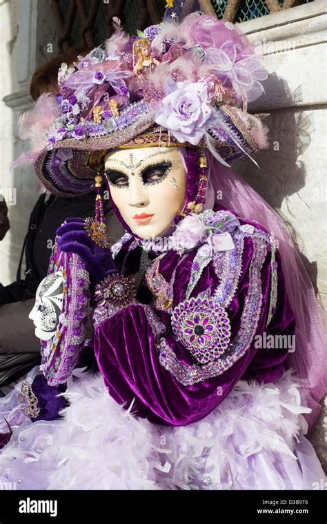 Traditional Venetian masks being worn at the carnival of Venice in ...