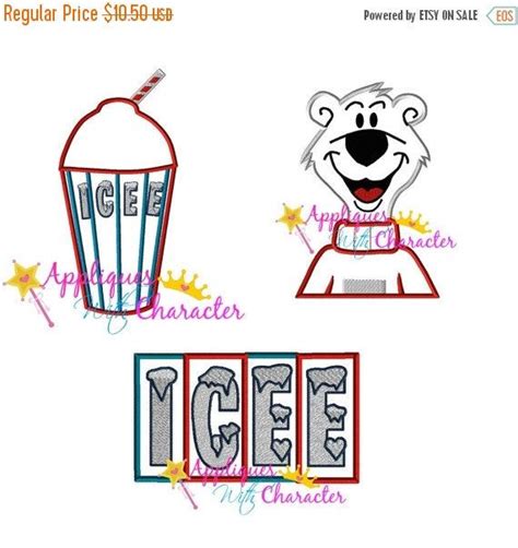 Icee Drink, Icee Logo, Icee Polar Bear Applique Design | Embroidery ...