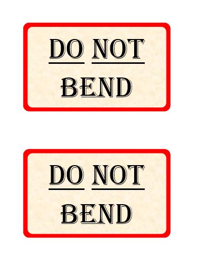 "Do Not Bend" Label Template - My Word Templates