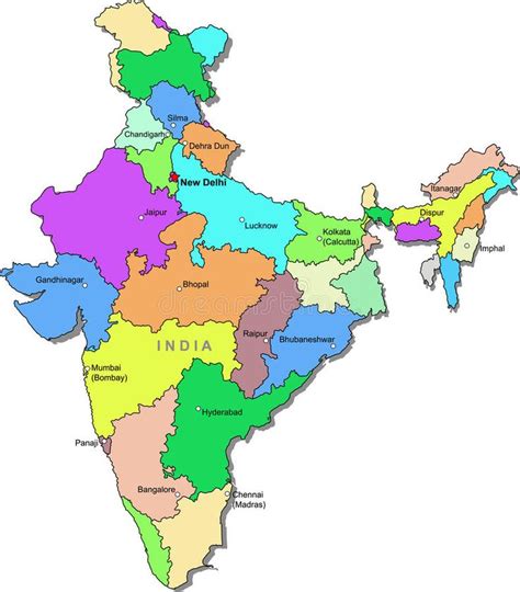 India map. Color India map with regions over white , #Affiliate, #map, #India, #Color, #white, # ...