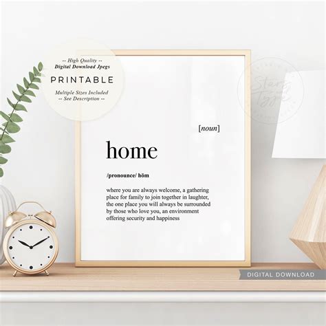 Home Definition PRINTABLE Art Dictionary Meaning | Etsy UK