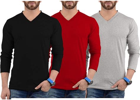 Plain Long Sleeve T Shirts | Mens V Neck Tee (Pack of 3) In Australia