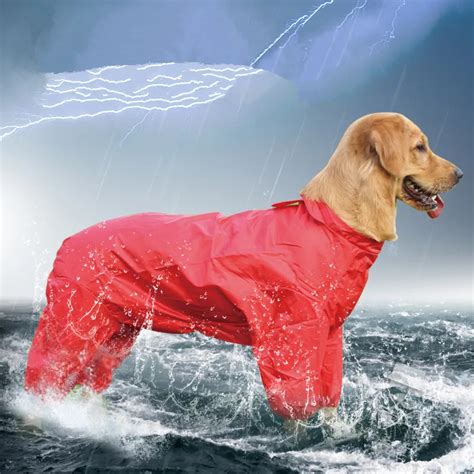 Big Dog Raincoat Large Dog Waterproof Clothing golden retriever Samoyed Dog Clothes Poncho four ...