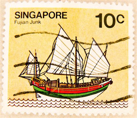 stamp Singapore 10c ship Fujian Junk timbre Singapour stam… | Flickr