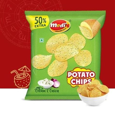 Cream And Onion Flavor Crunchy Potato Chips For Kids With 6 Months Shelf Life Packaging Size ...