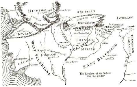 Map of Beleriand in black and white | Lord Of The Rings | Pinterest ...