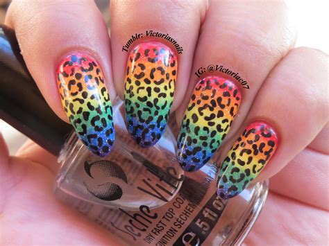 rainbow gradient leopard print nails / nail art I Love Nails, Fun Nails, Leopard Print Nails ...