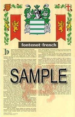 FONTENOT - FRENCH - Coat of Arms - Family Crest - Armorial GIFT! 8.5x11