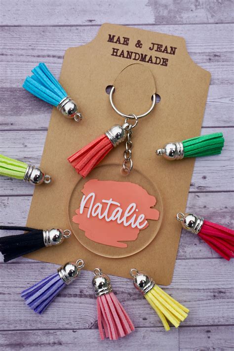 Personalized Name Keychain-round Acrylic Keychain-name Keychain With Tassel-custom Name Keychain ...