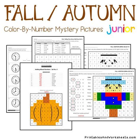 Fall / Autumn Math Color-By-Number - Printables & Worksheets