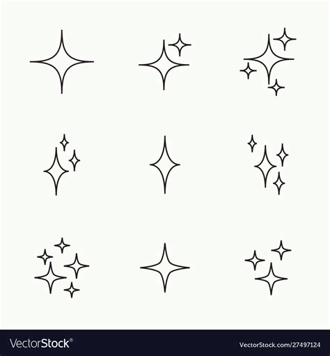 Set stars sparkle Royalty Free Vector Image - VectorStock