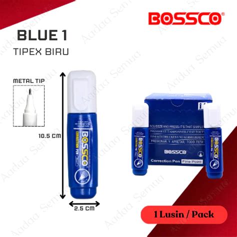 Correction Pen BOSSCO Blue Bottle/Typex Liquid BOSSCO/Stipo Liquid/Correction Fluid/Tip-ex Blue ...