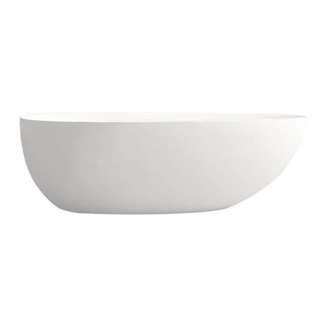 ANGELES HOME 71 in. Stone Resin Solid Surface Matte Flatbottom Freestanding Bathtub Soaking Tub ...