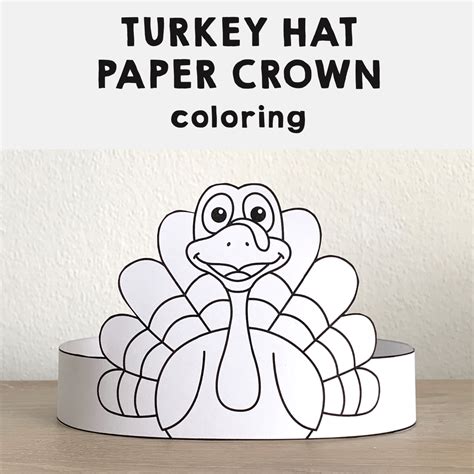 Turkey Hat Paper Crown Printable Coloring Thanksgiving Craft Activity | Made By Teachers