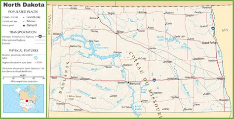 North Dakota highway map - Ontheworldmap.com