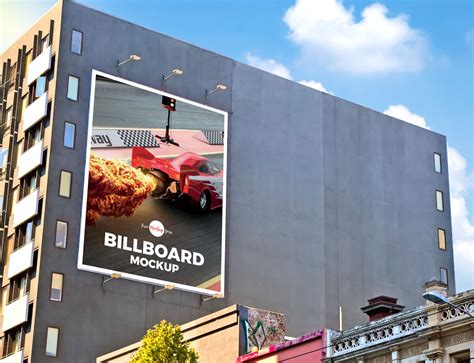 Outdoor Building Wall Advertisement Billboard Side View Mockup Free Download | Resource Boy