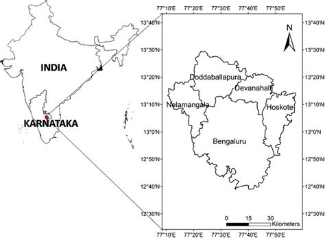 Location map of Bengaluru city, Karnataka, India. | Download Scientific ...